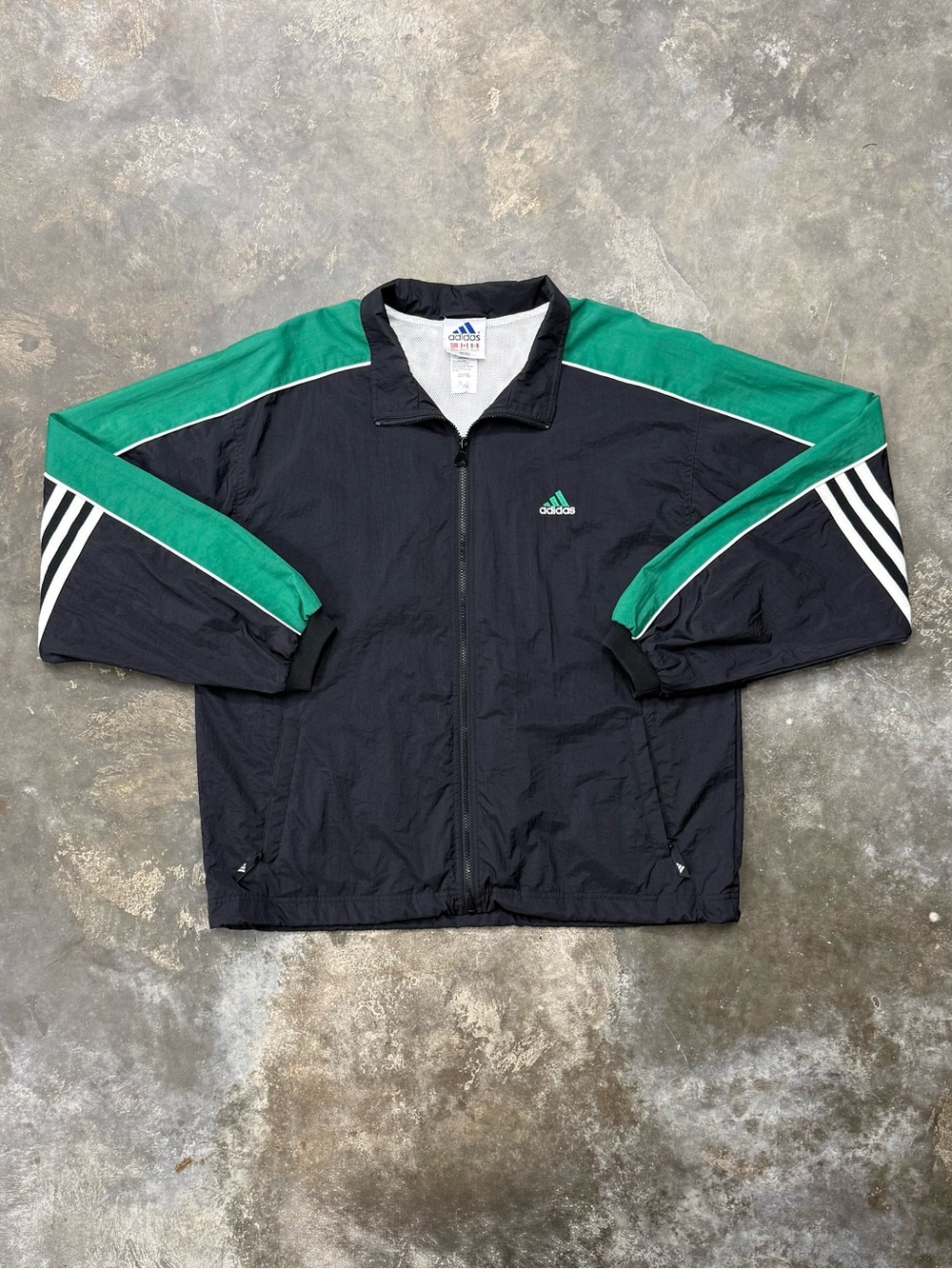 Vintage 90s Adidas Jacket 3 Stripe Colorblock Full Zip Windbreaker
